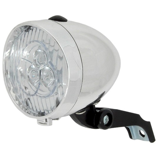 Lampa przód JY592 Retro;3LED;n/Baterie;SREBRNA