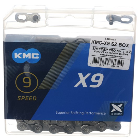 Łańcuch KMC X9 1/2"x11/128";114og.;9b;SZARY;BOX