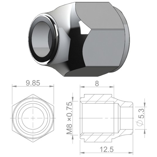 Nakrętka banjo HBP04 Alu;M8x0.75;CZ;2szt