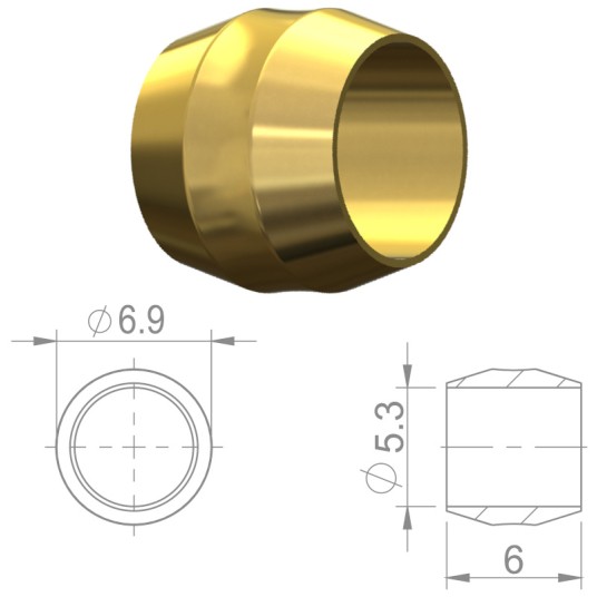 Oliwka przew.hydr. HBP09 Miedź;5.3mm;d/Shim.;8szt
