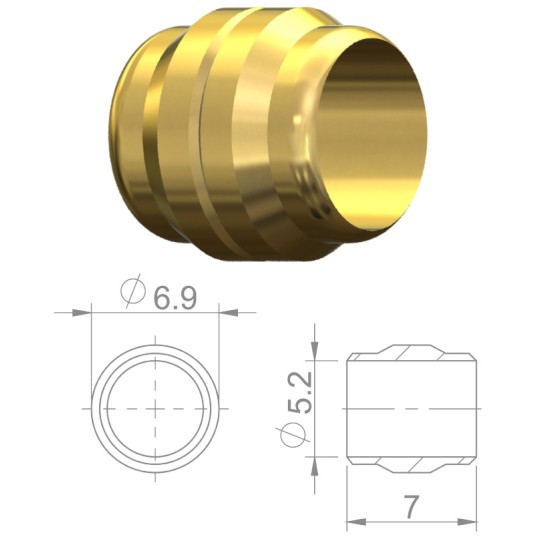 Oliwka przew.hydr. HBP16 Miedź;5.2mm;d/Magura;8szt
