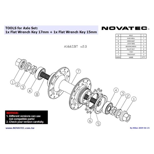 Piasta tył NT-A166SBT M10;2SB;Fix16T/17T;28H SR