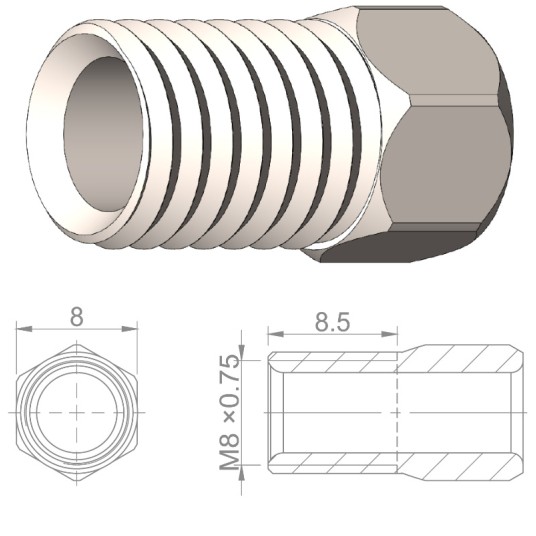 Śruba przew.hydr. HBP20 Nierdz.;M8x0.75;d/Shimano