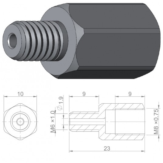 Śruba przew.hydr. HBP32 Nierdz.;M6x1.0/M8x0.75 -zdjęcie numer 2