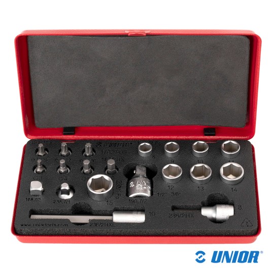 Zestaw UNR-1782 bity i nasadki 1/4" i 3/8"