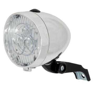 Lampa przód JY592 Retro;3LED;n/Baterie;SREBRNA