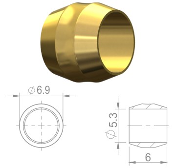 Oliwka przew.hydr. HBP09 Miedź;5.3mm;d/Shim.;8szt