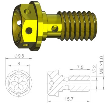 Śruba banjo HBP05 Alu;M6x1.0;CZ