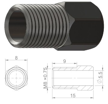 Śruba przew.hydr. HBP21 Stal;M8x0.75;d/Hayes;8szt
